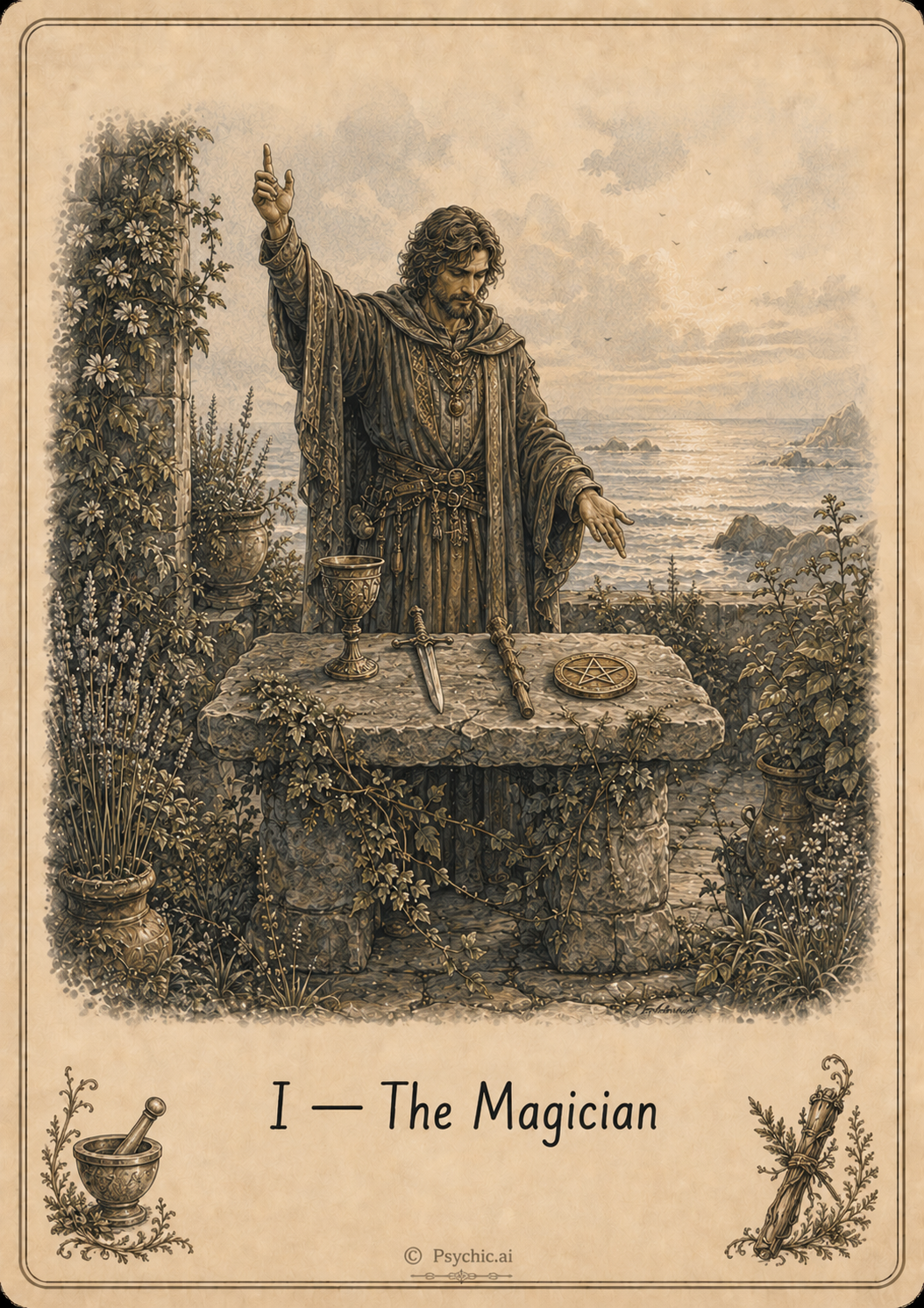 The Magician tarot card illustration